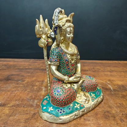 ब्रासोरा® वृंदावन वेणुगोपाल कृष्ण पीतल की प्रतिमा मोर के साथ | एंटीक नीला और सुनहरा रंग | ऊँचाई 20 इंच