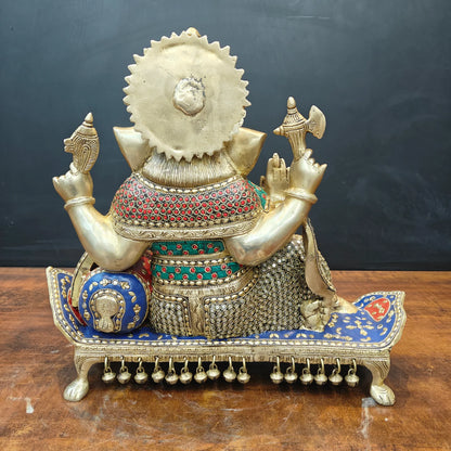 ब्रासोरा® वृंदावन वेणुगोपाल कृष्ण पीतल की प्रतिमा मोर के साथ | एंटीक नीला और सुनहरा रंग | ऊँचाई 20 इंच