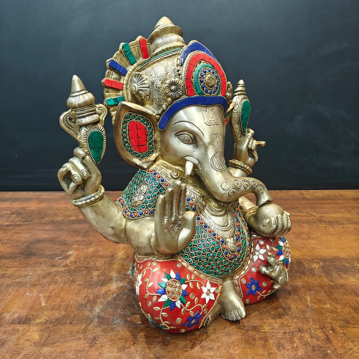 ब्रासोरा® वृंदावन वेणुगोपाल कृष्ण पीतल की प्रतिमा मोर के साथ | एंटीक नीला और सुनहरा रंग | ऊँचाई 20 इंच