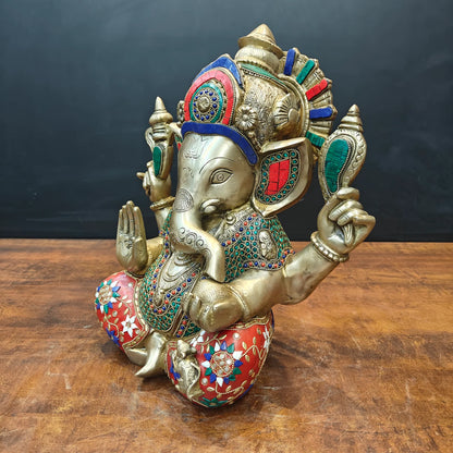 ब्रासोरा® वृंदावन वेणुगोपाल कृष्ण पीतल की प्रतिमा मोर के साथ | एंटीक नीला और सुनहरा रंग | ऊँचाई 20 इंच