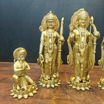 Brassaura® Handmade Brass Ram Darbar Idol Set with Hanuman | Lord Rama, Sita, Lakshman & Hanuman Statue for Home Temple & Pooja Room | Height 17 Inches | 19 Kg