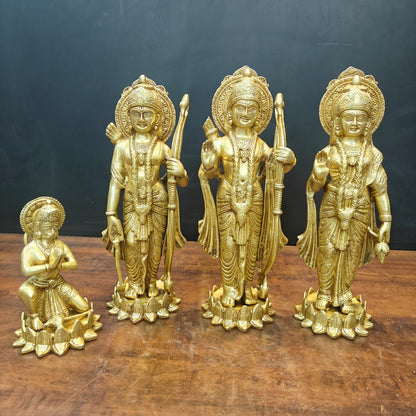 Brassaura® Handmade Brass Ram Darbar Idol Set with Hanuman | Lord Rama, Sita, Lakshman & Hanuman Statue for Home Temple & Pooja Room | Height 17 Inches | 19 Kg