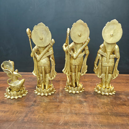 Brassaura® Handmade Brass Ram Darbar Idol Set with Hanuman | Lord Rama, Sita, Lakshman & Hanuman Statue for Home Temple & Pooja Room | Height 17 Inches | 19 Kg