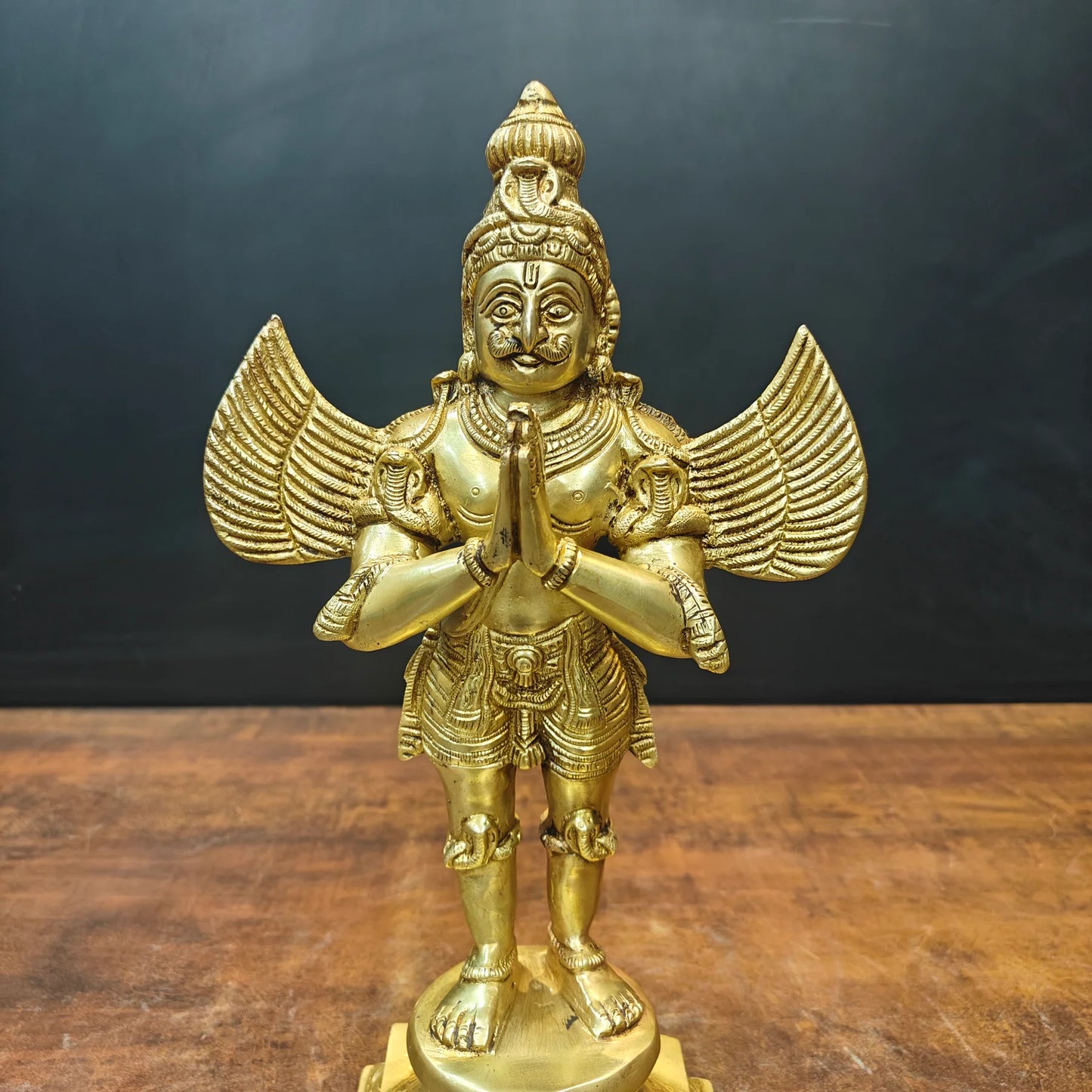 Brassaura® Handmade Brass Garuda Idol | Garuda Bhagwan Murti for Home Temple, Pooja Room & Spiritual Décor | Height 15 Inches | 5 Kg