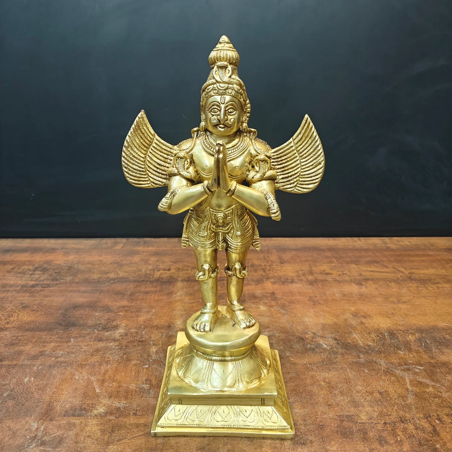 Brassaura® Handmade Brass Garuda Idol | Garuda Bhagwan Murti for Home Temple, Pooja Room & Spiritual Décor | Height 15 Inches | 5 Kg