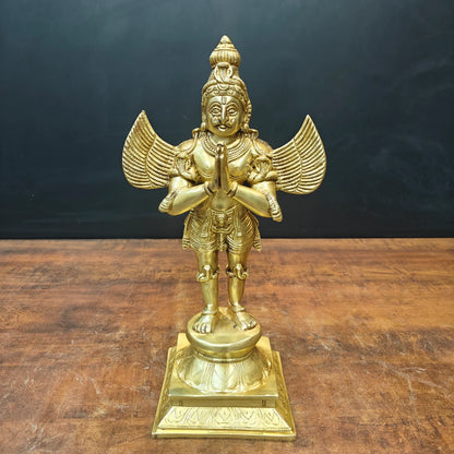 Brassaura® Handmade Brass Garuda Idol | Garuda Bhagwan Murti for Home Temple, Pooja Room & Spiritual Décor | Height 15 Inches | 5 Kg