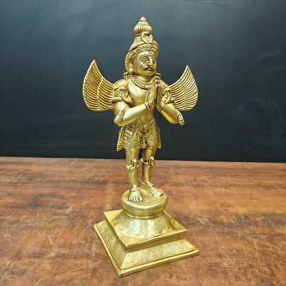 Brassaura® Handmade Brass Garuda Idol | Garuda Bhagwan Murti for Home Temple, Pooja Room & Spiritual Décor | Height 15 Inches | 5 Kg