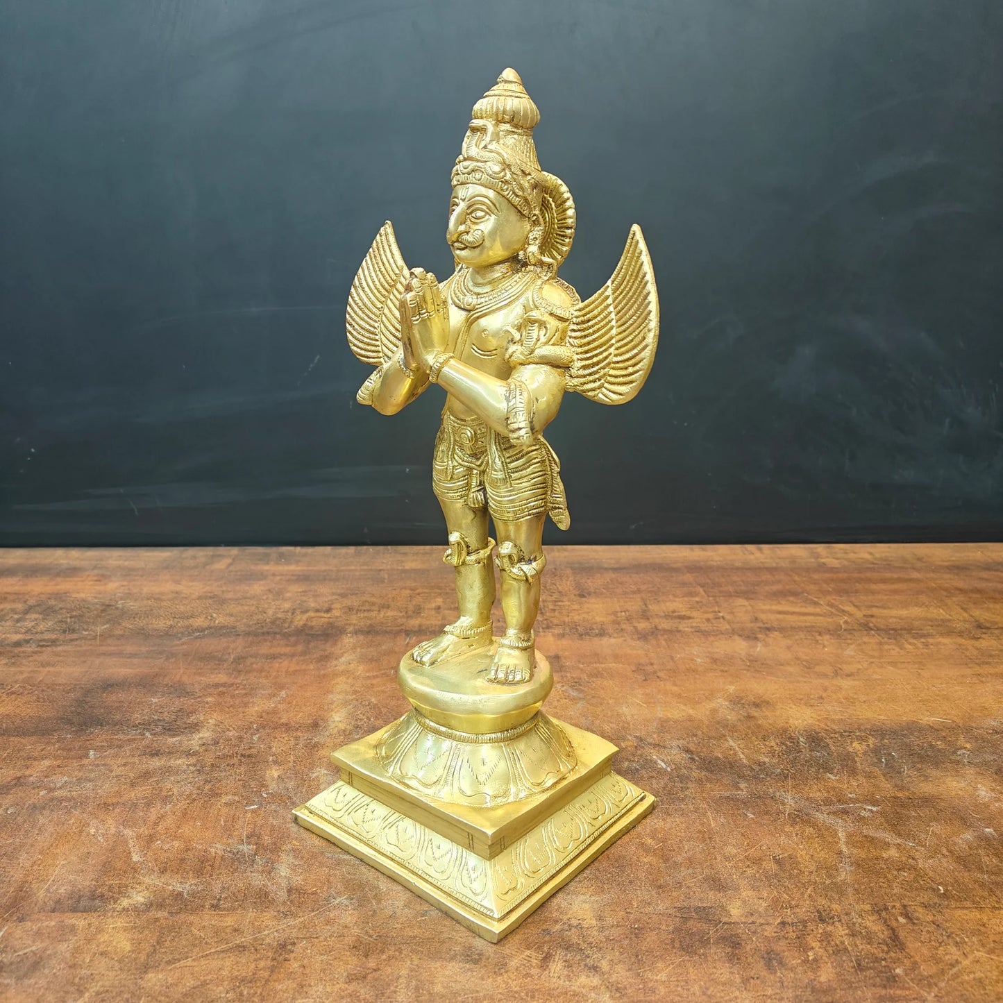 Brassaura® Handmade Brass Garuda Idol | Garuda Bhagwan Murti for Home Temple, Pooja Room & Spiritual Décor | Height 15 Inches | 5 Kg