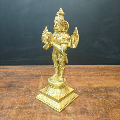 Brassaura® Handmade Brass Garuda Idol | Garuda Bhagwan Murti for Home Temple, Pooja Room & Spiritual Décor | Height 15 Inches | 5 Kg