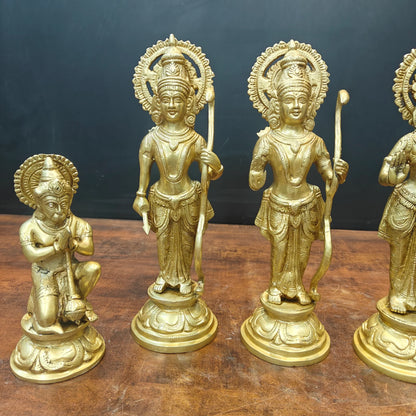 Brassaura® Handmade Brass Ram Darbar Idol Set with Hanuman | Ram, Sita, Lakshman & Hanuman Statue for Home Temple, Office & Pooja Room | Height 12.5 Inches | 10.5 Kg