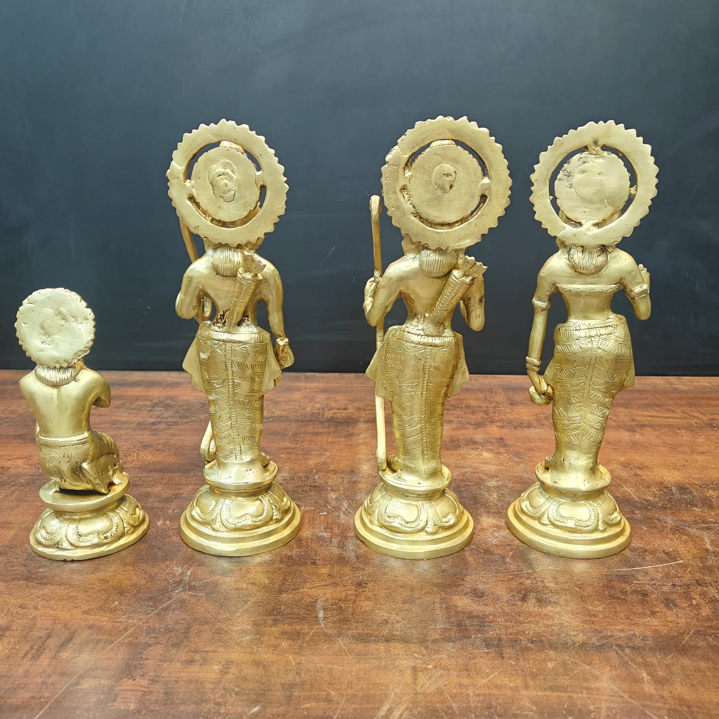Brassaura® Handmade Brass Ram Darbar Idol Set with Hanuman | Ram, Sita, Lakshman & Hanuman Statue for Home Temple, Office & Pooja Room | Height 12.5 Inches | 10.5 Kg