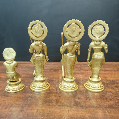 Brassaura® Handmade Brass Ram Darbar Idol Set with Hanuman | Ram, Sita, Lakshman & Hanuman Statue for Home Temple, Office & Pooja Room | Height 12.5 Inches | 10.5 Kg