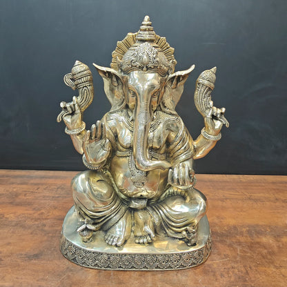 Brassaura® Handcrafted Brass Lord Ganesha Idol | Premium Ganpati Statue for Home Temple, Living Room & Office Décor | 21 Inches | 26 Kg