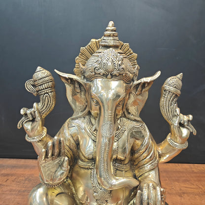 Brassaura® Handcrafted Brass Lord Ganesha Idol | Premium Ganpati Statue for Home Temple, Living Room & Office Décor | 21 Inches | 26 Kg