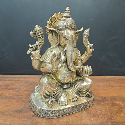 Brassaura® Handcrafted Brass Lord Ganesha Idol | Premium Ganpati Statue for Home Temple, Living Room & Office Décor | 21 Inches | 26 Kg