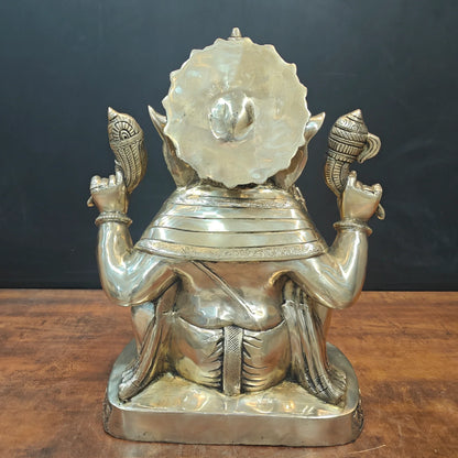 Brassaura® Handcrafted Brass Lord Ganesha Idol | Premium Ganpati Statue for Home Temple, Living Room & Office Décor | 21 Inches | 26 Kg