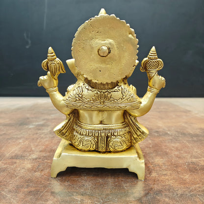 Brassaura® Handmade Brass Lord Ganesha Idol | Ganesh Murti for Home Temple, Office & Pooja Room | Height 8 Inches | 3.5 Kg