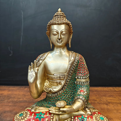 Brassaura® Handmade Brass Meditating Buddha Idol | Decorative Buddha Statue for Home, Office, Living Room & Meditation Décor | Height 16 Inches | 11 Kg