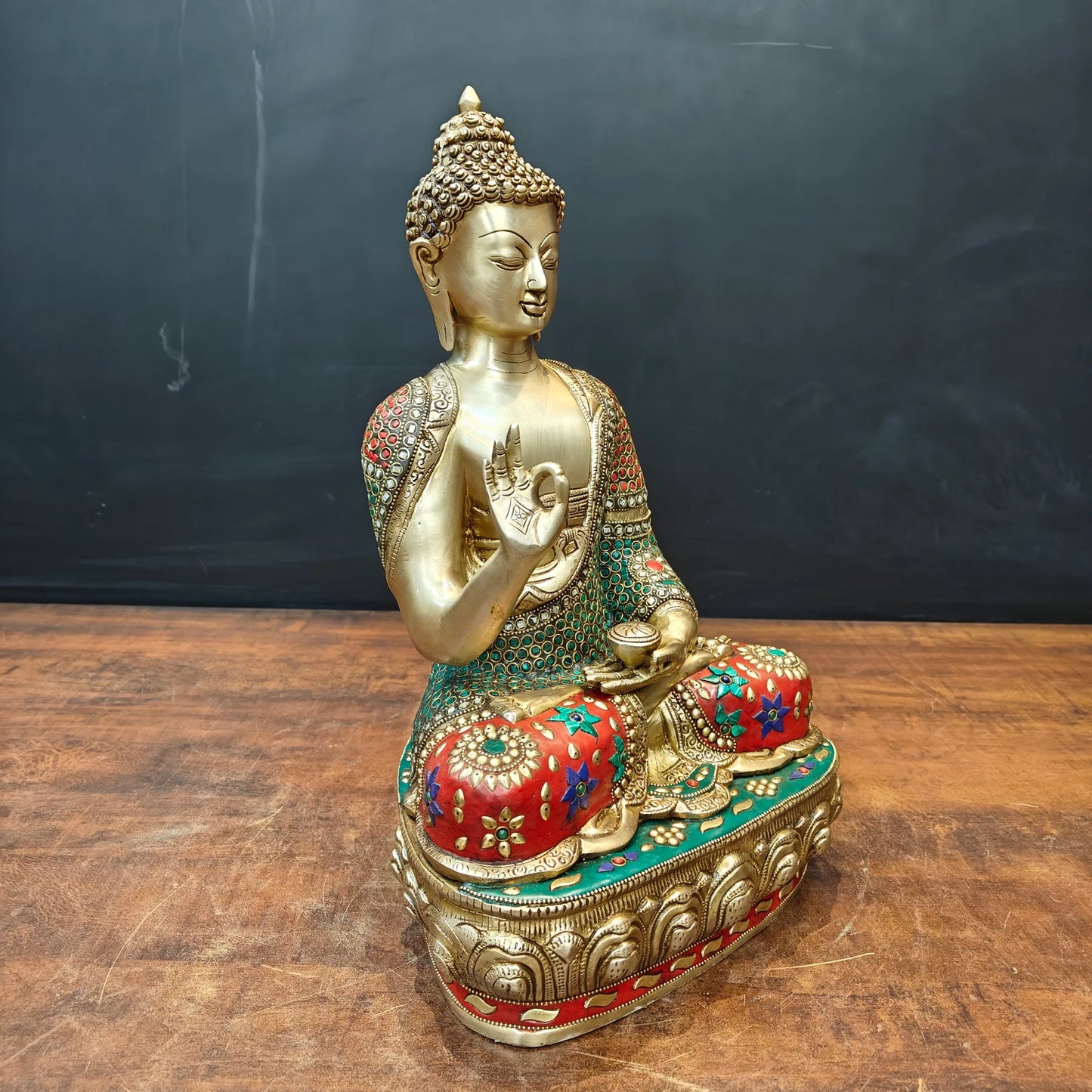 Brassaura® Handmade Brass Meditating Buddha Idol | Decorative Buddha Statue for Home, Office, Living Room & Meditation Décor | Height 16 Inches | 11 Kg