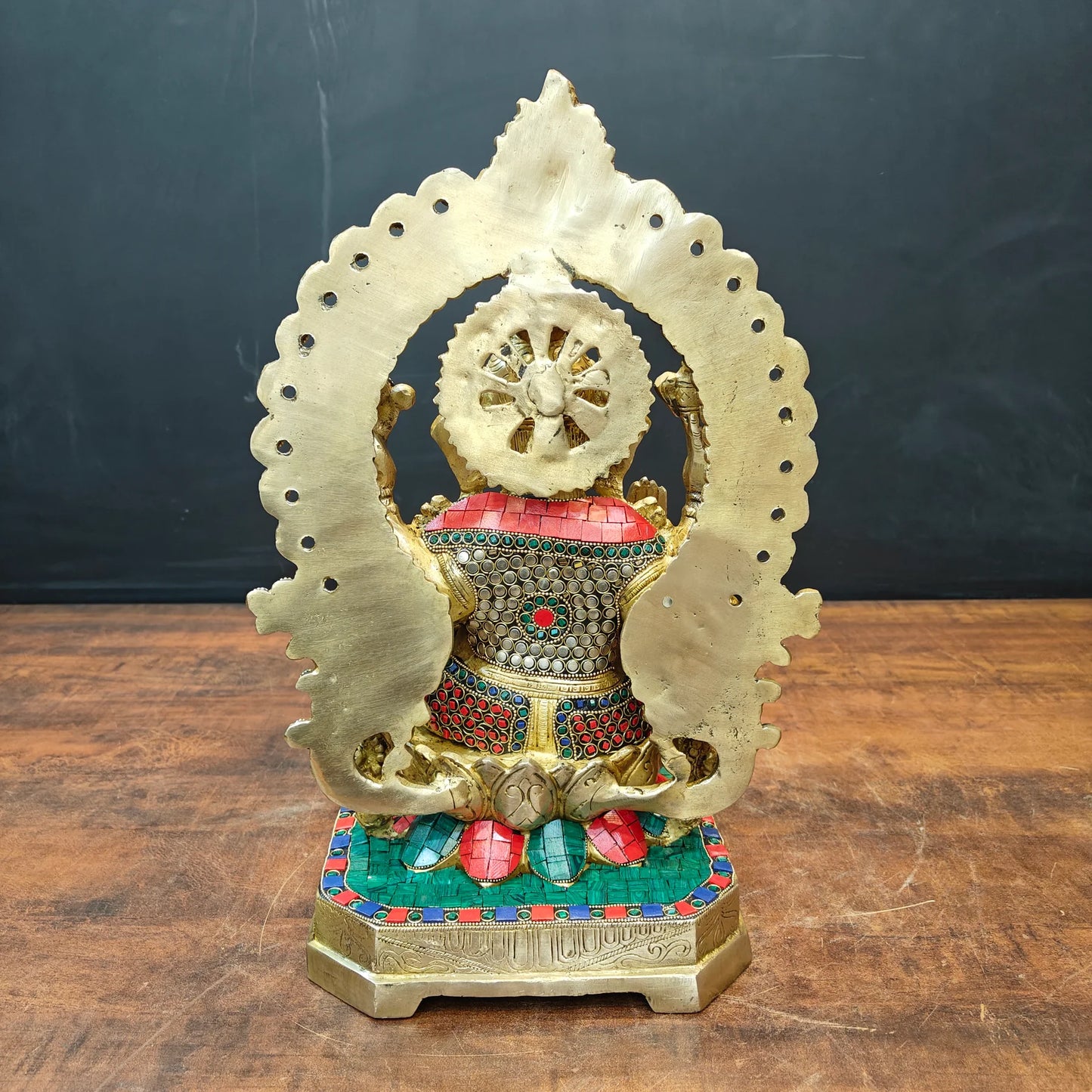 Brassaura® Handcrafted Brass Lord Ganesha Idol with Decorative Prabhavali Arch | Premium Ganpati Statue for Home Temple, Living Room & Office Décor | 18 Inches | 13 Kg