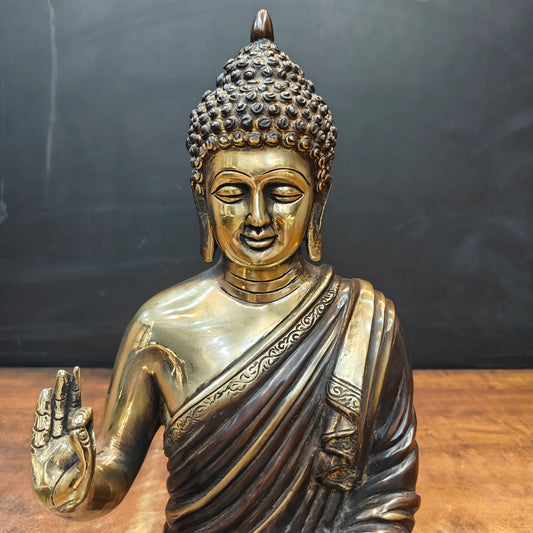 ब्रासोरा® वृंदावन वेणुगोपाल कृष्ण पीतल की प्रतिमा मोर के साथ | एंटीक नीला और सुनहरा रंग | ऊँचाई 20 इंच