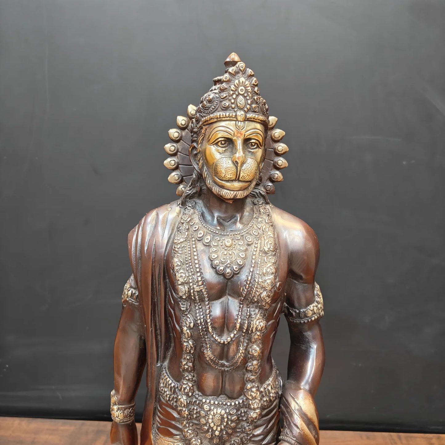 Brassaura® Handmade Brass Standing Hanuman Idol | Bajrangbali Murti with Gada for Home Temple, Office & Spiritual Décor | Height 23 Inches | 12 Kg