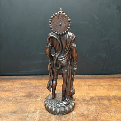 Brassaura® Handmade Brass Standing Hanuman Idol | Bajrangbali Murti with Gada for Home Temple, Office & Spiritual Décor | Height 23 Inches | 12 Kg