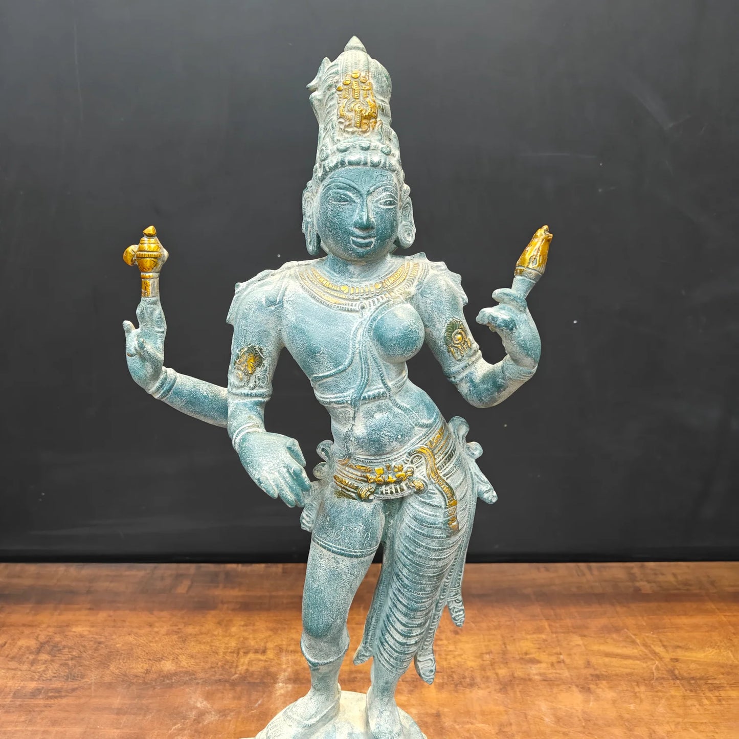 Brassaura® Handmade Brass Ardhanarishvara Idol | Ardhanareeswara Murti for Home Temple, Living Room & Spiritual Décor | Height 24 Inches | 11.5 Kg