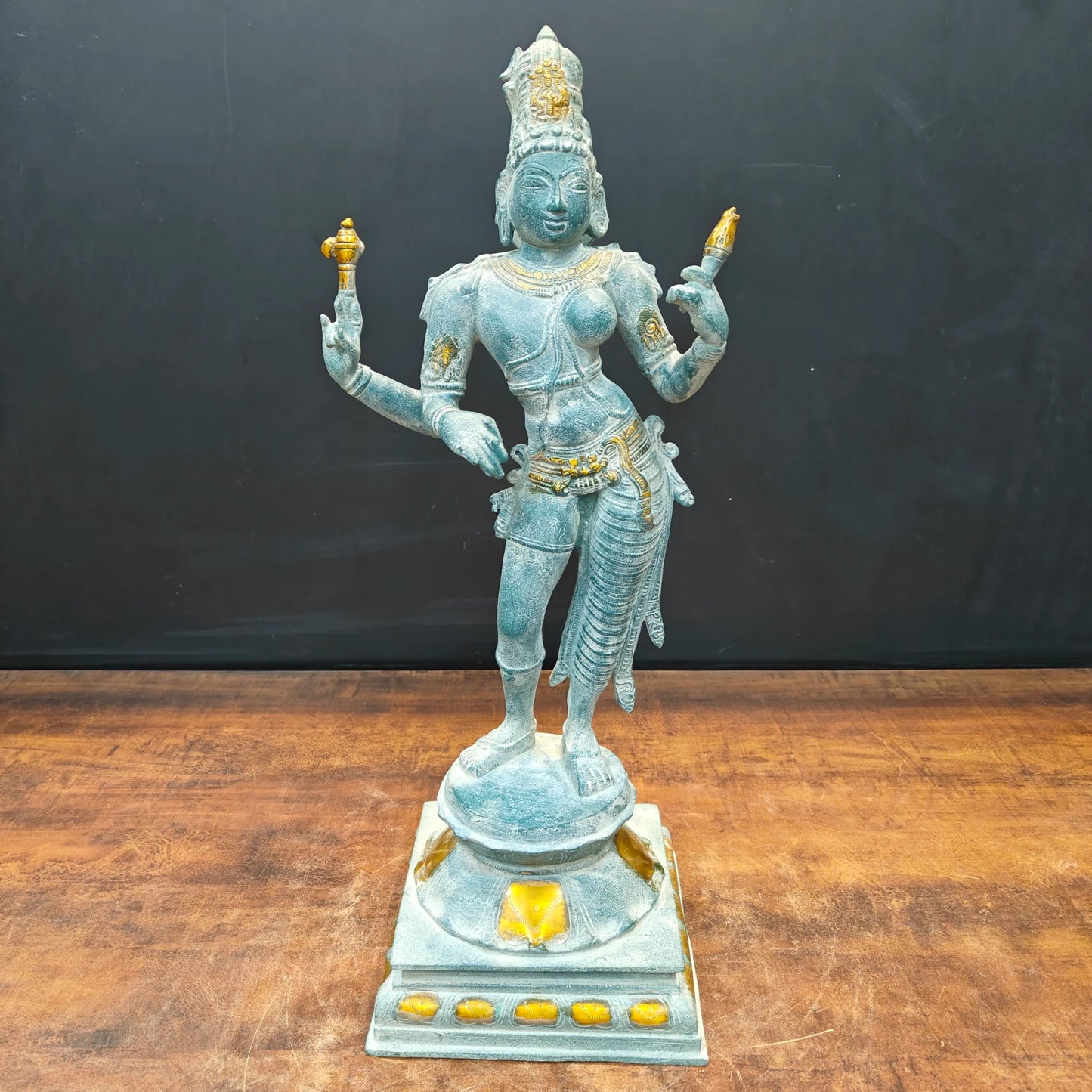 Brassaura® Handmade Brass Ardhanarishvara Idol | Ardhanareeswara Murti for Home Temple, Living Room & Spiritual Décor | Height 24 Inches | 11.5 Kg