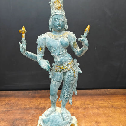 Brassaura® Handmade Brass Ardhanarishvara Idol | Ardhanareeswara Murti for Home Temple, Living Room & Spiritual Décor | Height 24 Inches | 11.5 Kg