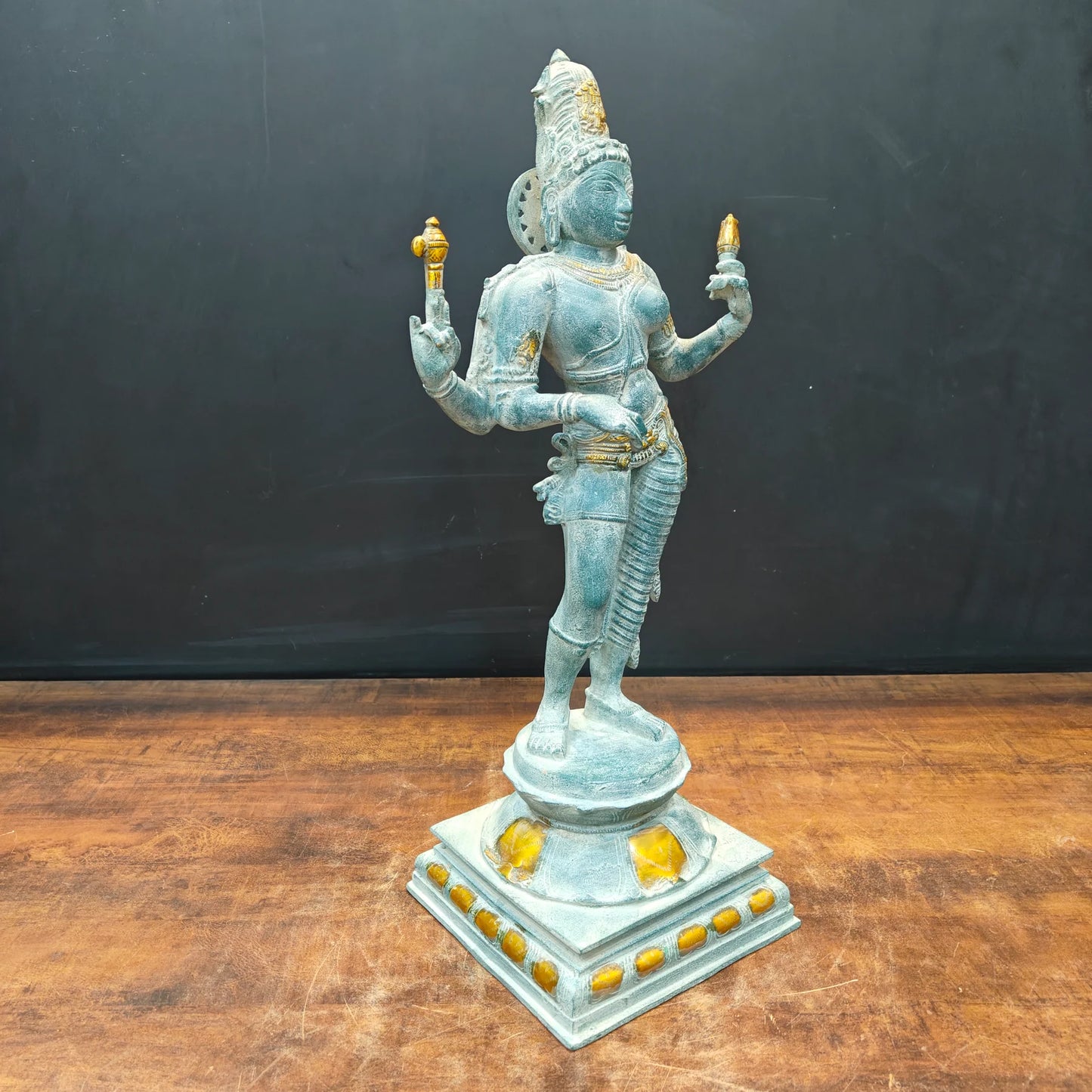 Brassaura® Handmade Brass Ardhanarishvara Idol | Ardhanareeswara Murti for Home Temple, Living Room & Spiritual Décor | Height 24 Inches | 11.5 Kg