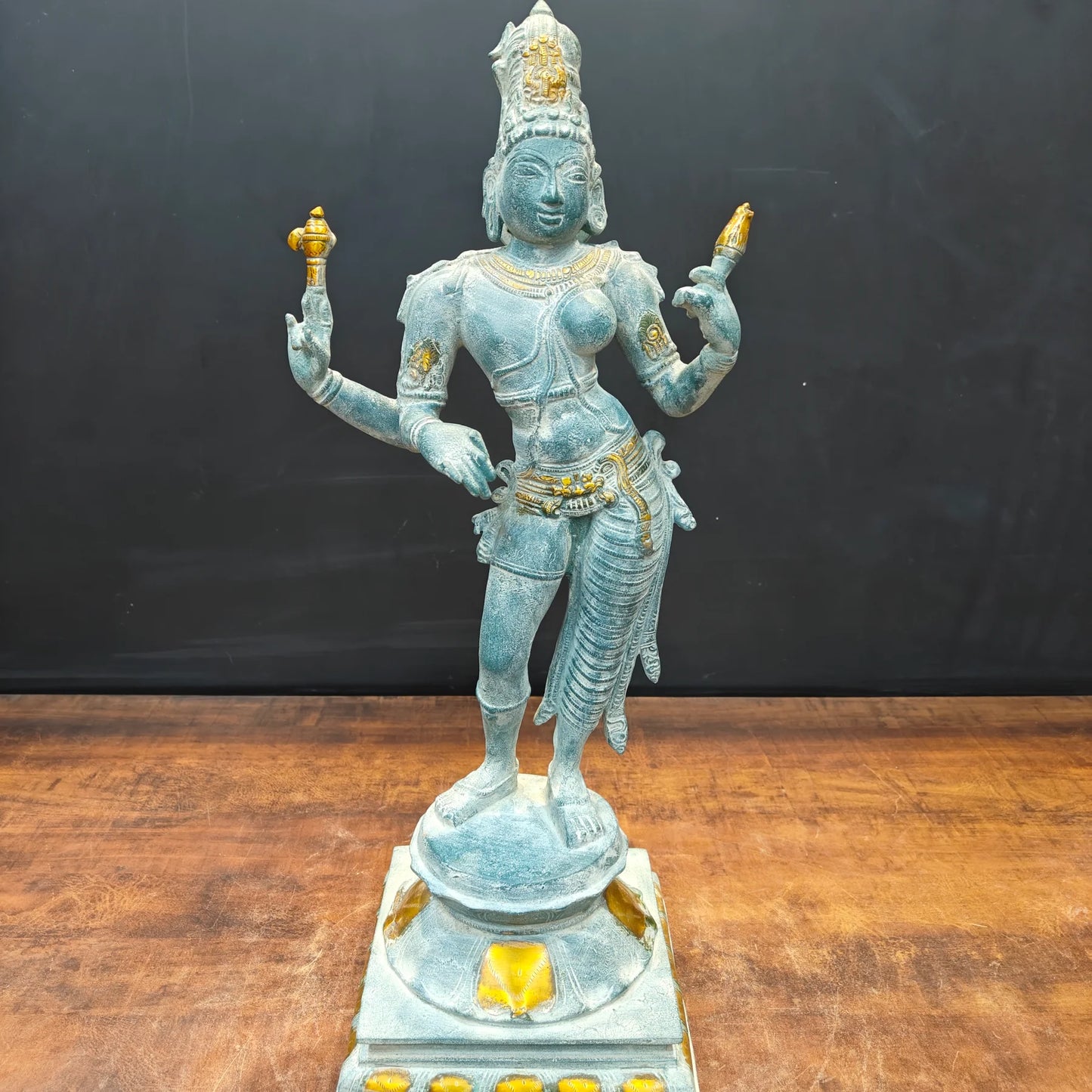 Brassaura® Handmade Brass Ardhanarishvara Idol | Ardhanareeswara Murti for Home Temple, Living Room & Spiritual Décor | Height 24 Inches | 11.5 Kg