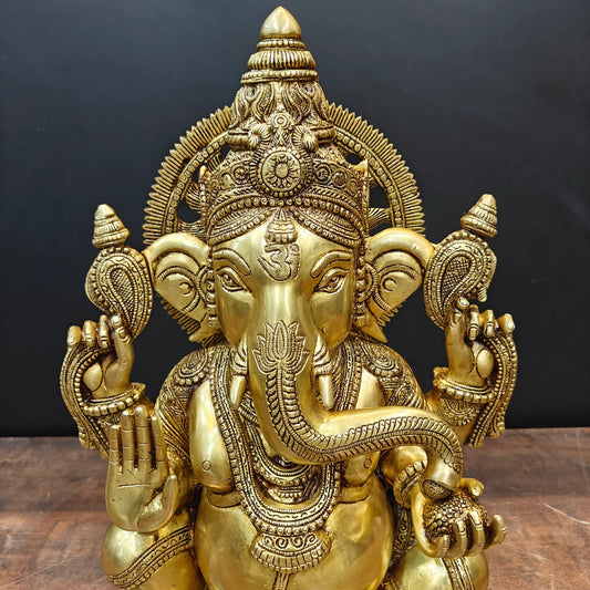 Brassaura® Handmade Brass Lord Ganesha Idol | Ganpati Murti for Home Temple, Pooja Room & Living Room Décor | Height 20 Inches | 23 Kg