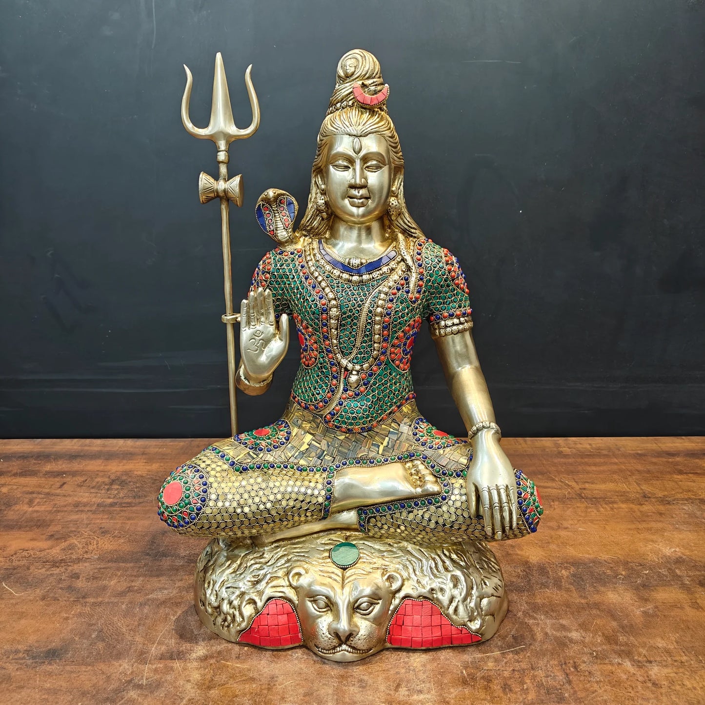 Brassaura® Handmade Brass Meditating Lord Shiva Idol | Shiv Shankar Murti for Home Temple, Living Room & Spiritual Décor | Height 24 Inches | 17.5 Kg