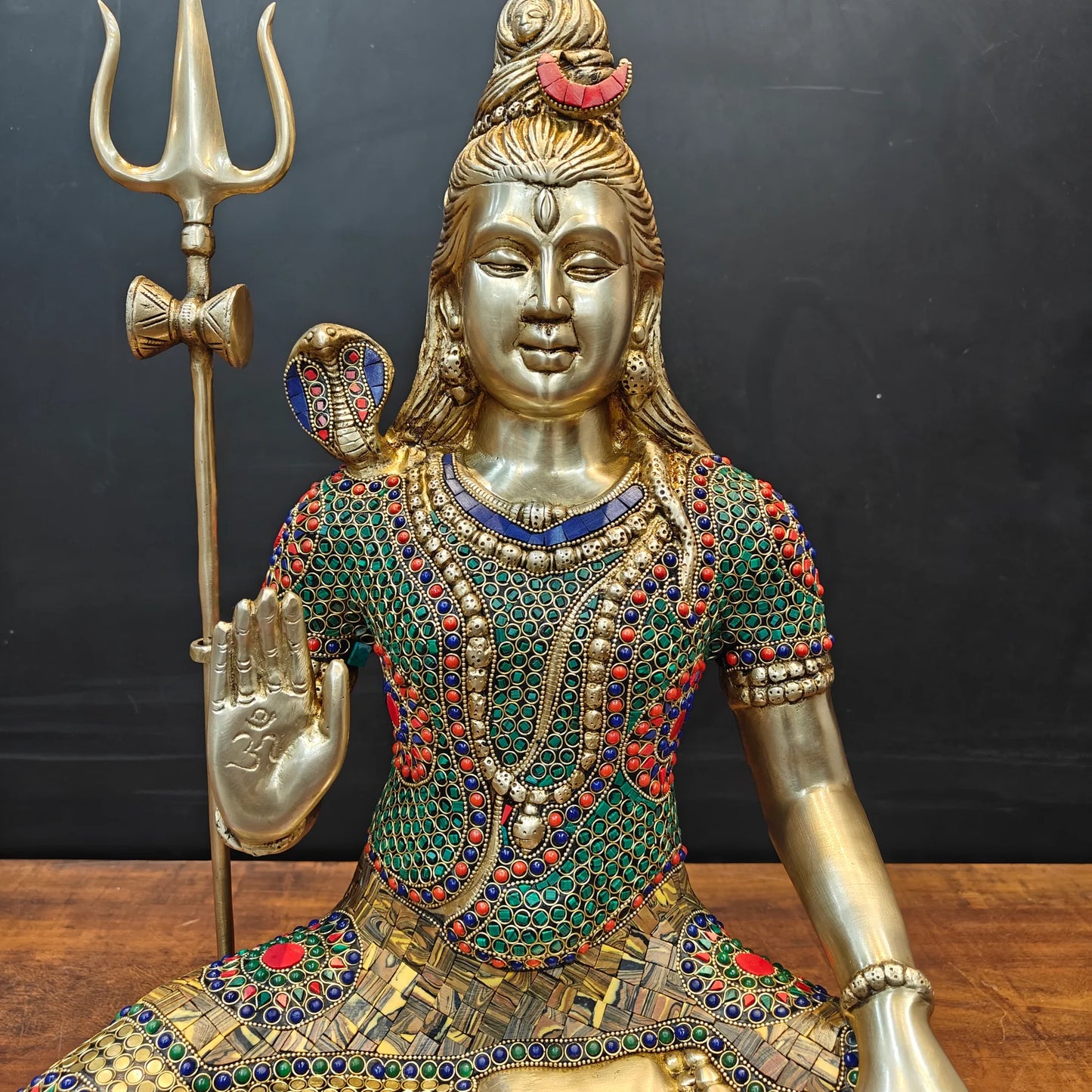 Brassaura® Handmade Brass Meditating Lord Shiva Idol | Shiv Shankar Murti for Home Temple, Living Room & Spiritual Décor | Height 24 Inches | 17.5 Kg