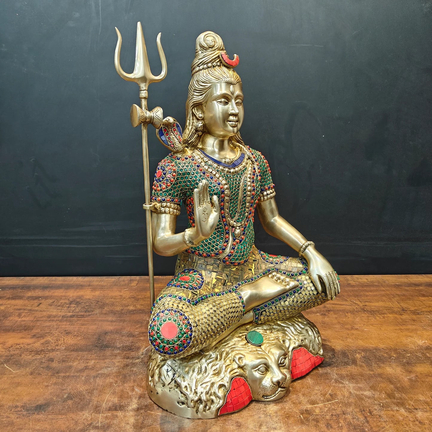 Brassaura® Handmade Brass Meditating Lord Shiva Idol | Shiv Shankar Murti for Home Temple, Living Room & Spiritual Décor | Height 24 Inches | 17.5 Kg