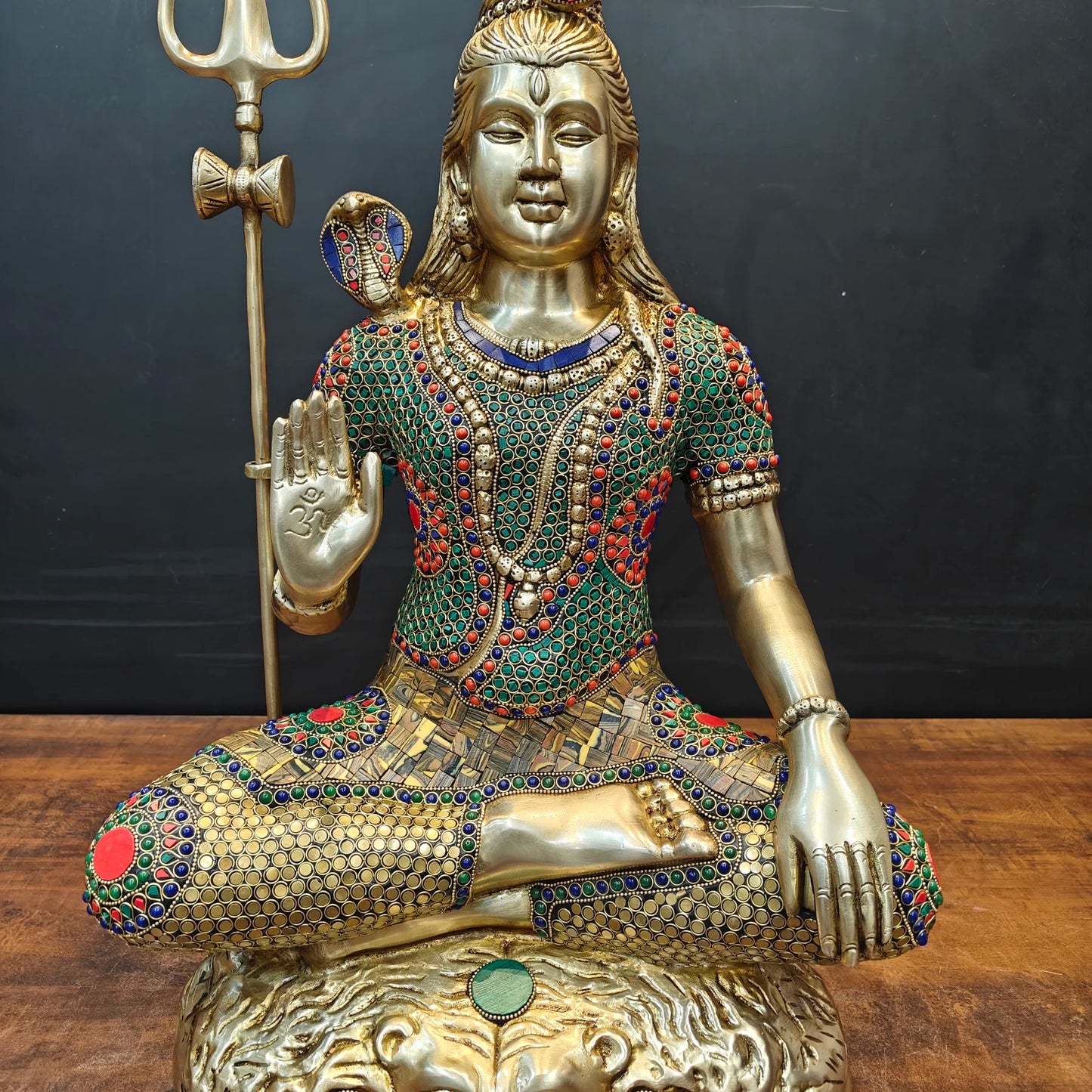 Brassaura® Handmade Brass Meditating Lord Shiva Idol | Shiv Shankar Murti for Home Temple, Living Room & Spiritual Décor | Height 24 Inches | 17.5 Kg