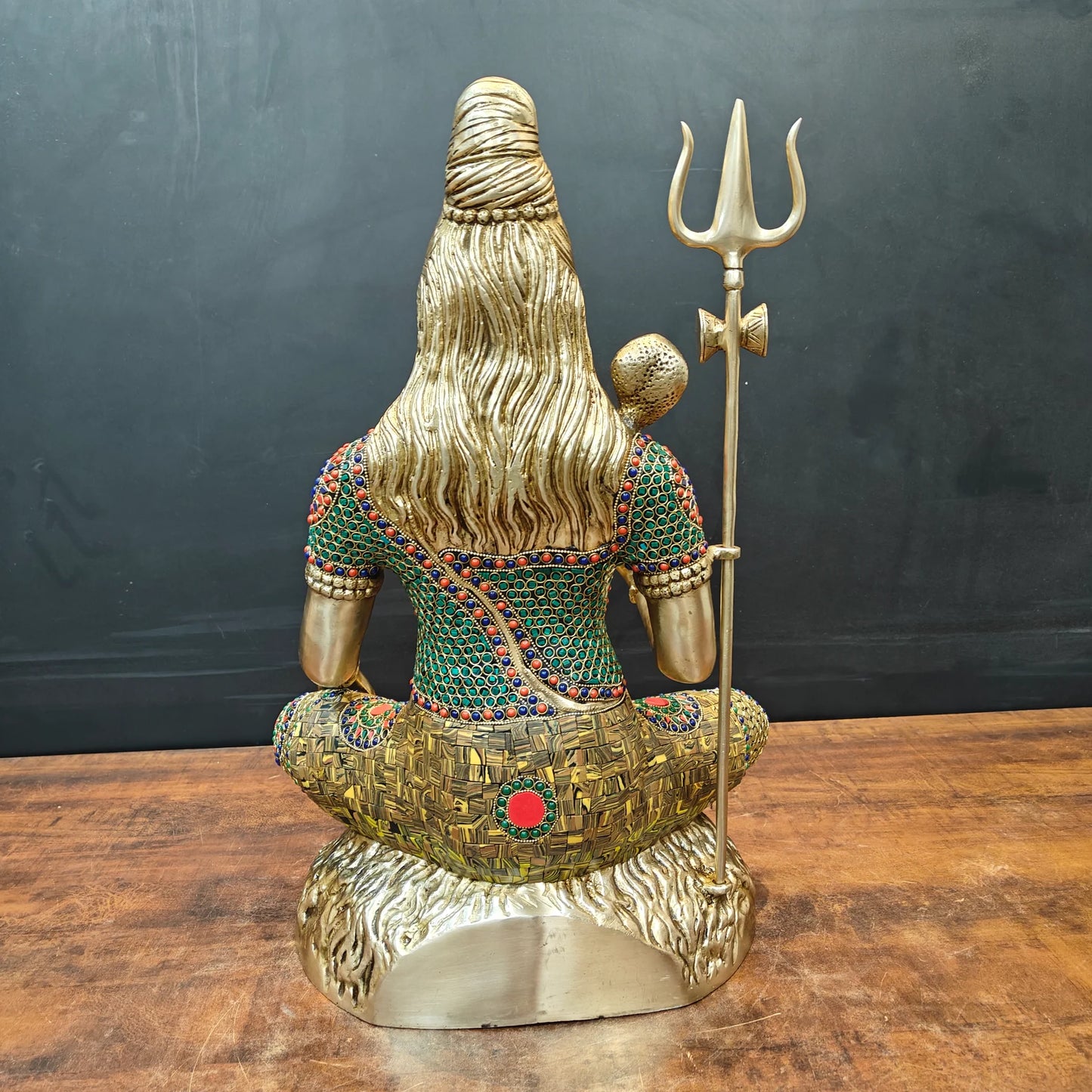 Brassaura® Handmade Brass Meditating Lord Shiva Idol | Shiv Shankar Murti for Home Temple, Living Room & Spiritual Décor | Height 24 Inches | 17.5 Kg