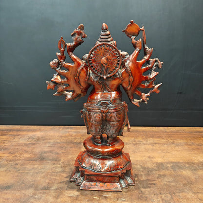 Brassaura® Brass Multi-Armed Ganesha Statue | Divine Vighnaharta Ganesh Idol | Handcrafted Brass Murti for Home Temple, Pooja Room & Spiritual Décor | 20 Inches | 13 Kg