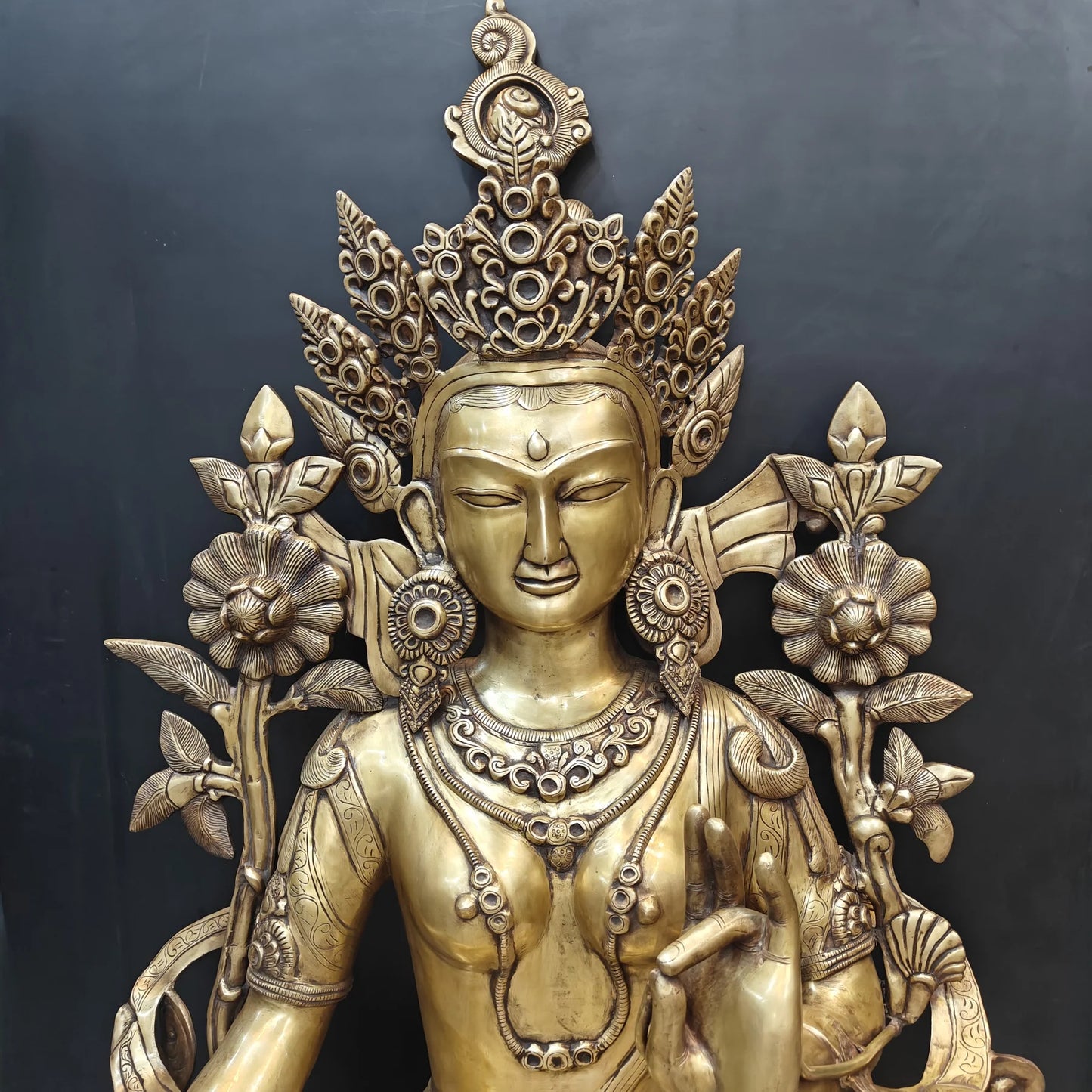 Brassaura® Brass White Tara Statue | Tibetan Buddhist Goddess of Compassion & Longevity | Handcrafted Brass Idol for Meditation, Spiritual Décor & Sacred Spaces | 62 Inches | 145 Kg
