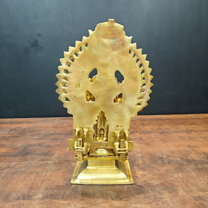 Brassaura® Brass Standing Ganesha Statue | Lord Ganpati Idol Under Sacred Arch | Handcrafted Brass Murti for Home Temple, Pooja Room & Spiritual Décor | 11 Inches | 3 Kg