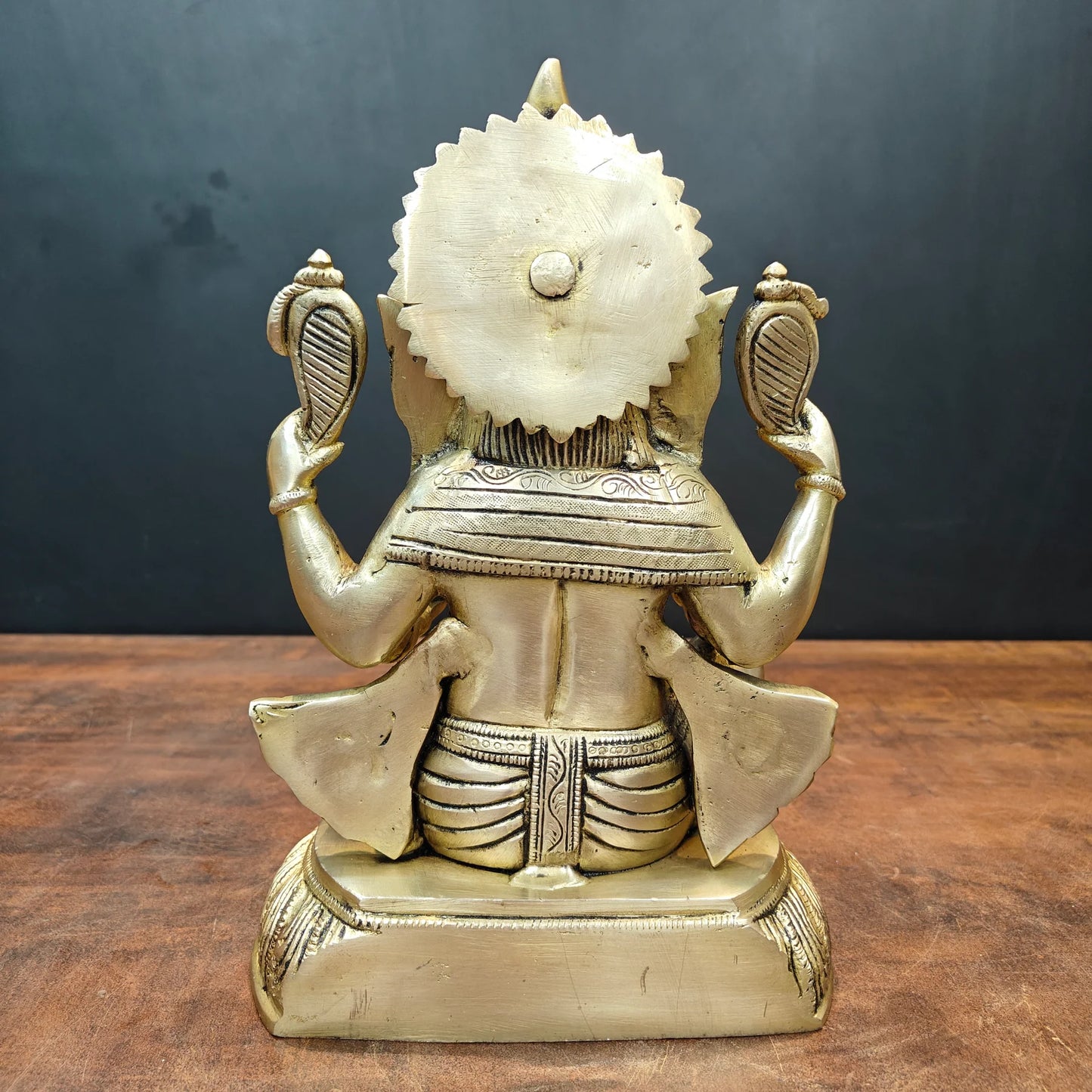 Brassaura® Brass Sitting Ganesha Statue | Lord Ganpati Idol for Home Temple, Pooja Room & Spiritual Décor | Handcrafted Brass Murti | 11 Inches | 6 Kg