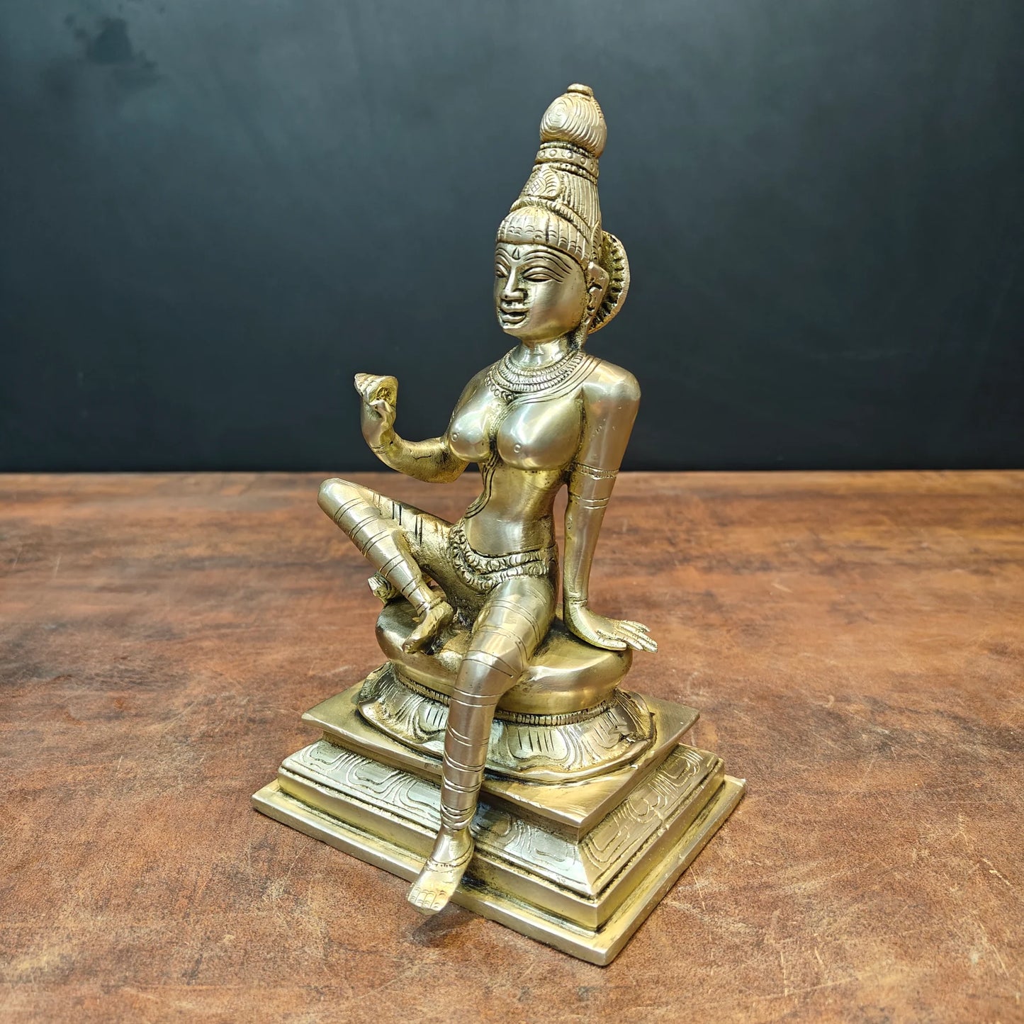Brassaura® Brass Apsara Lady Statue | Traditional Dancing Lady Figurine | Elegant Brass Sculpture for Home Décor & Artistic Interiors | 8.5 Inches | 2.4 Kg