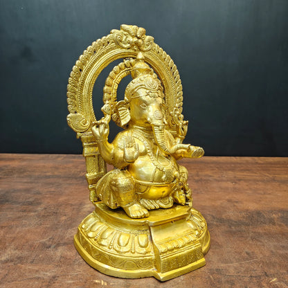 Brassaura® Brass Lord Ganesha Statue | Ganpati Bappa Murti for Home Temple, Pooja Room & Spiritual Décor | Handcrafted Brass Idol | 11 Inches | 5.5 Kg