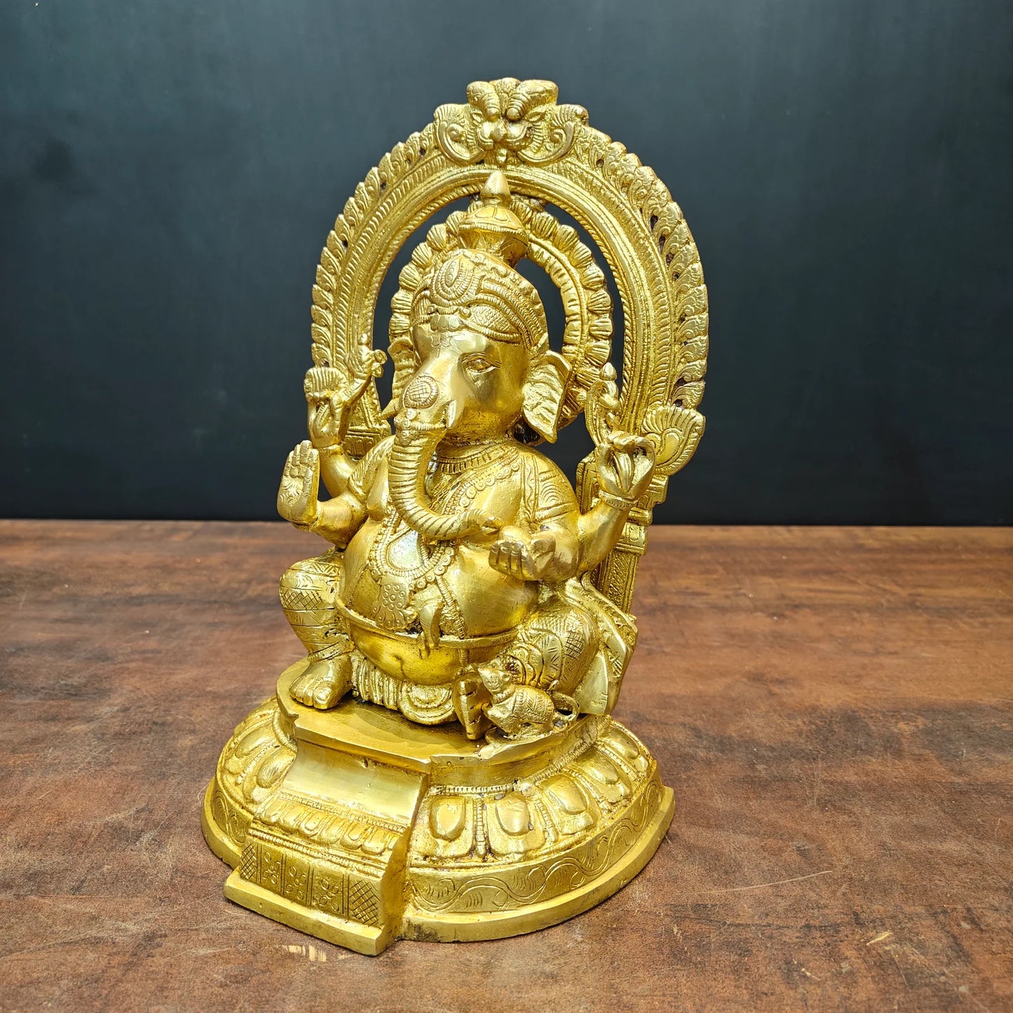Brassaura® Brass Lord Ganesha Statue | Ganpati Bappa Murti for Home Temple, Pooja Room & Spiritual Décor | Handcrafted Brass Idol | 11 Inches | 5.5 Kg