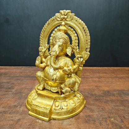 Brassaura® Brass Lord Ganesha Statue | Ganpati Bappa Murti for Home Temple, Pooja Room & Spiritual Décor | Handcrafted Brass Idol | 11 Inches | 5.5 Kg