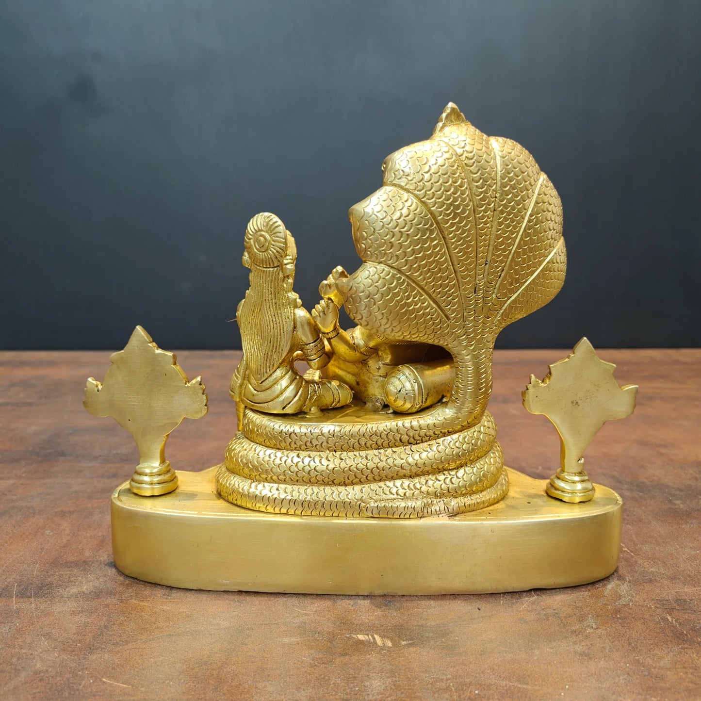 Brassaura® Brass Lakshmi Narayan Statue | Lord Vishnu & Goddess Lakshmi on Sheshnag | Divine Brass Idol for Home Temple & Décor | 8 Inches | 4.8 Kg