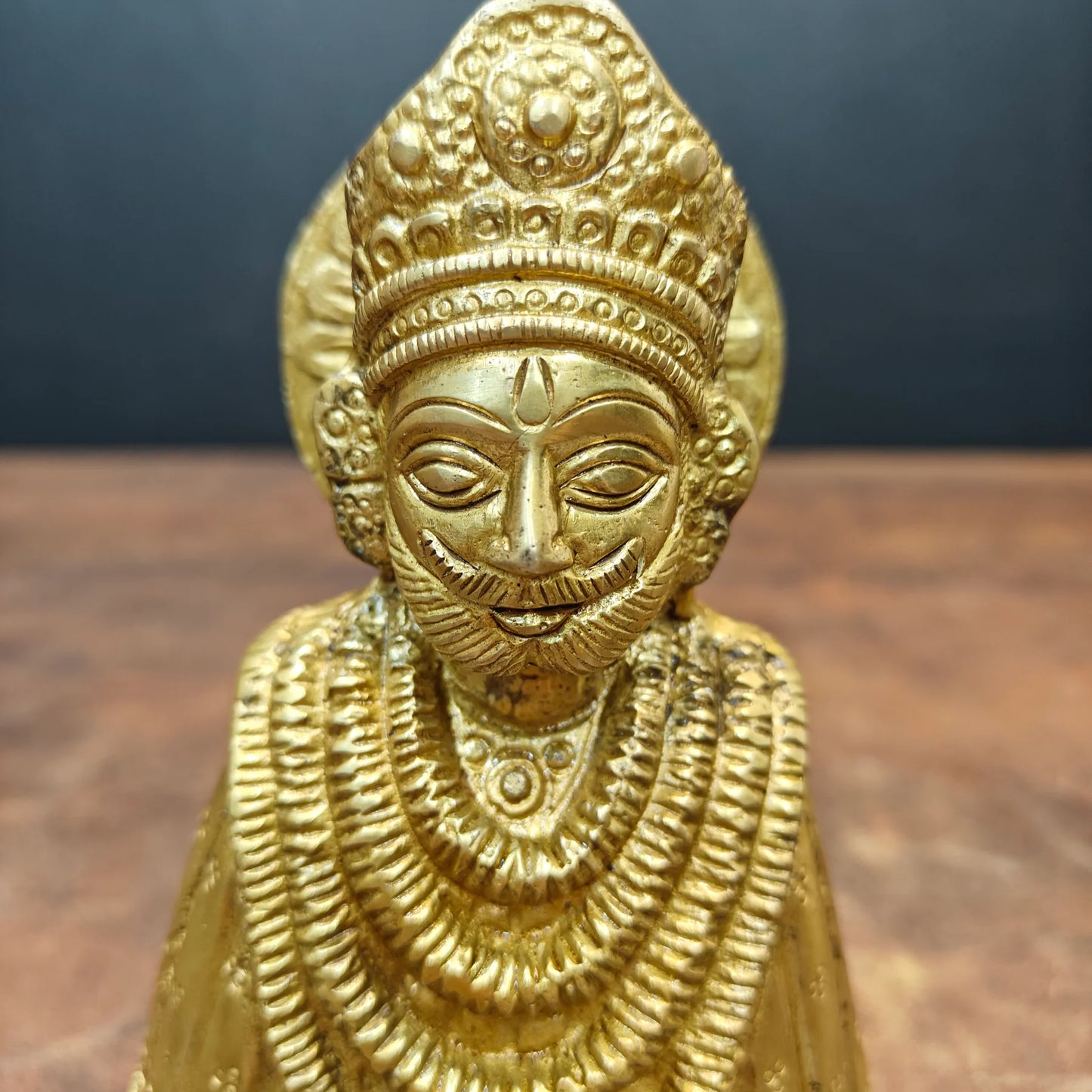 Brassaura® Brass Shyam Devay Namah Bust Statue | Traditional Devotional Brass Sculpture | Sacred Brass Idol for Home Temple, Spiritual Décor & Gifting | 6 Inches | 1.1 Kg