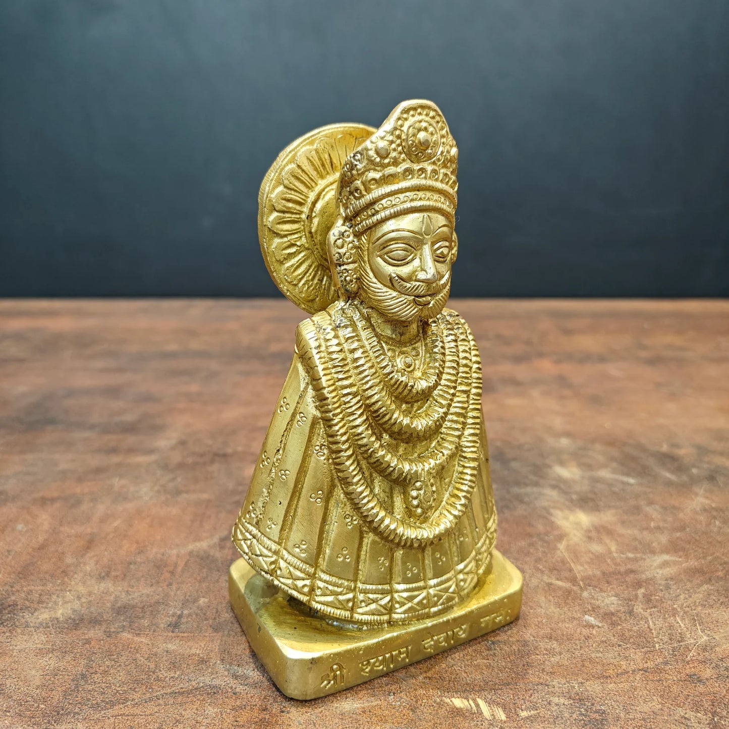 Brassaura® Brass Shyam Devay Namah Bust Statue | Traditional Devotional Brass Sculpture | Sacred Brass Idol for Home Temple, Spiritual Décor & Gifting | 6 Inches | 1.1 Kg
