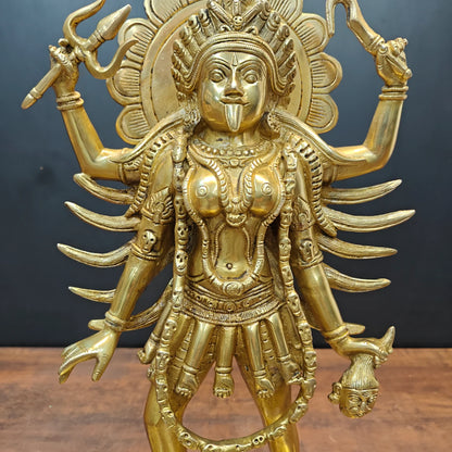 ब्रासोरा® वृंदावन वेणुगोपाल कृष्ण पीतल की प्रतिमा मोर के साथ | एंटीक नीला और सुनहरा रंग | ऊँचाई 20 इंच